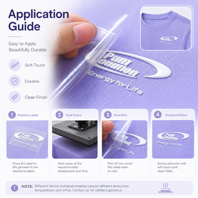 Custom 3D Silicone Heat Transfer Label White Raised Logo for T Shirts Sportswear Apparel Polo Shirts Streetwear OEM ODM Custom Design