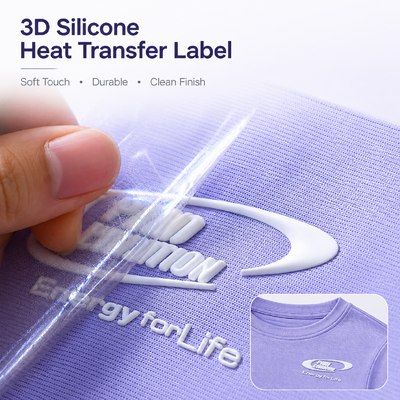 Custom 3D Silicone Heat Transfer Label White Raised Logo for T Shirts Sportswear Apparel Polo Shirts Streetwear OEM ODM Custom Design