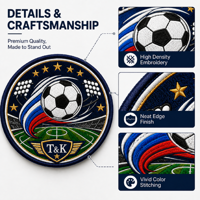 Custom Embroidered Football Patches for Soccer Clubs Jerseys and Teamwear
