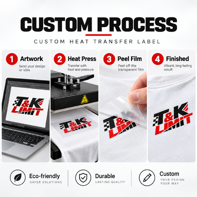 Custom Printed Heat Transfer Logos for T Shirts Activewear and Sports Clothing