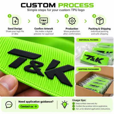 Custom 3D TPU Heat Transfer Logos with Matte Raised Finish for Sportswear