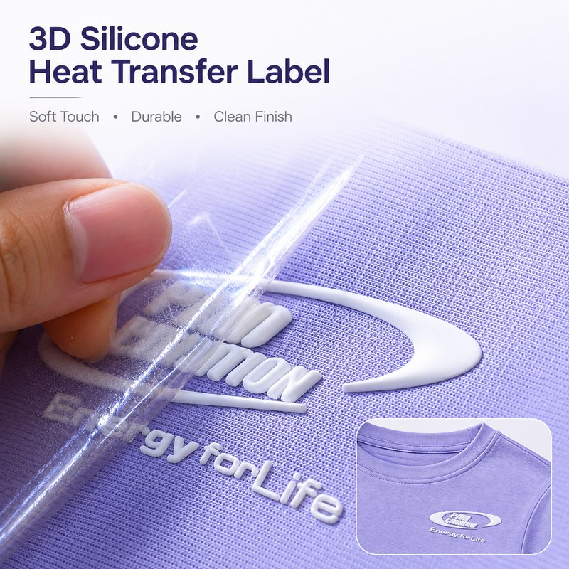 Custom 3D Silicone Heat Transfer Label White Raised Logo for T Shirts Sportswear Apparel Polo Shirts Streetwear OEM ODM Custom Design