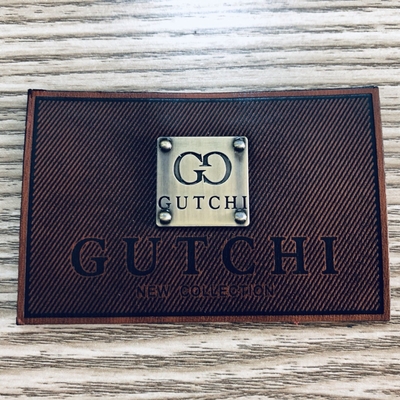 Çevre Dostu özel deri yamalar Kovboy Giyim için Parlak Metal Logo
